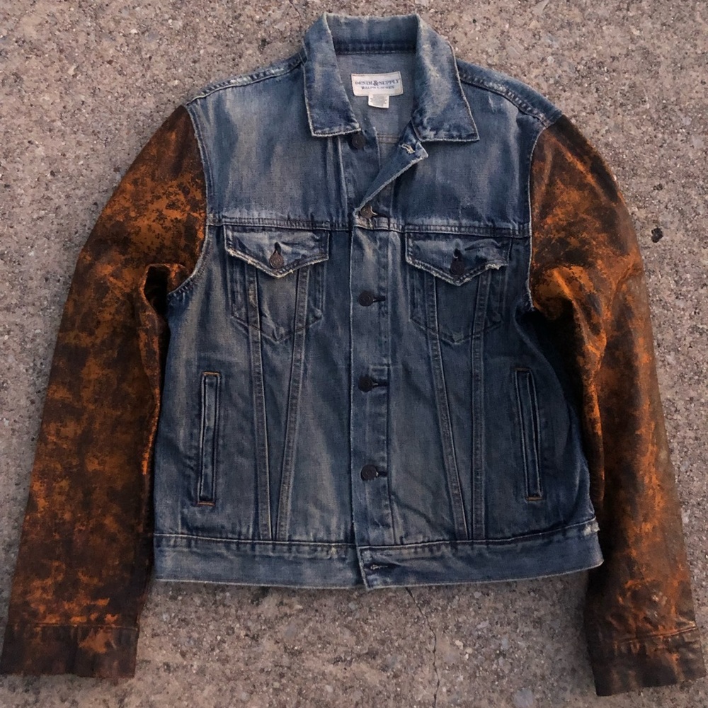 RL DENIM & SUPPLY Waxed Sleeve Denim Jacket (SZ L)